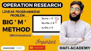 Lec-9 Big M Method Minimization Problem || In Hindi & Urdu || Operation research