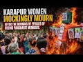 Karapur women mockingly mourn after the burning of effigies of ruling panchayat menbers.