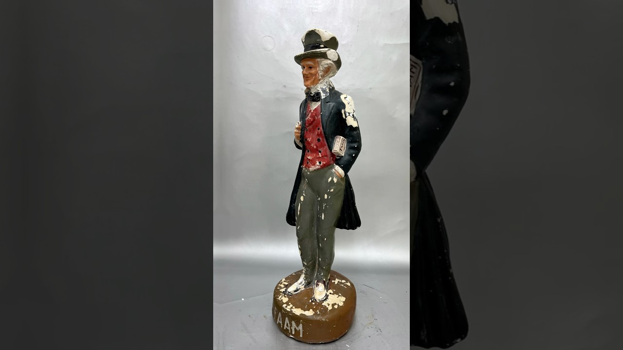 Vintage gipsen suikeroom Faam beeld voor en na herstel 