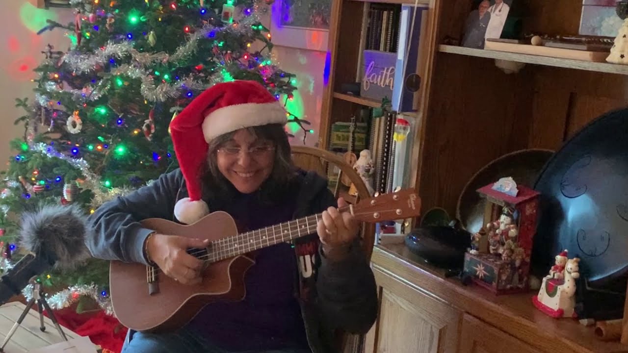 Fingerstyle Baritone Ukulele "Blue Christmas" Uke Like the Pros Challenge played on Ohana Baritone