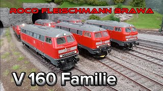 V 160 Familie. BR 216, BR 215, BR 218 von Brawa, Roco und Fleischmann.