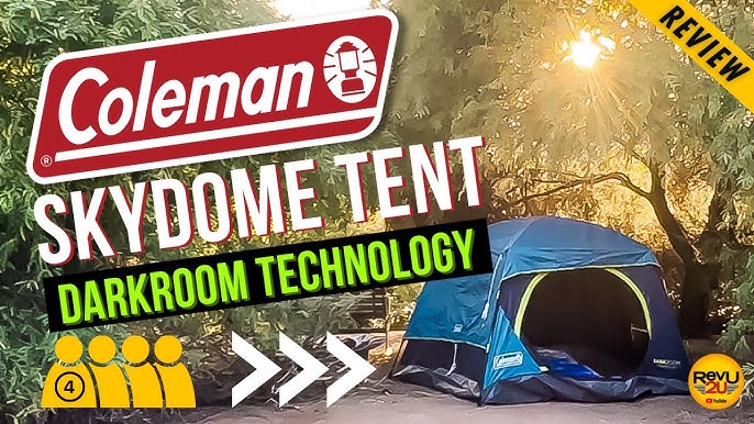 Tente de camping en dôme 3 saisons et 4 personnes facile à installer  Coleman Skydome avec double toit, port électronique et sac de transport