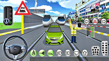 Green Smart Chevrolet vs Bullet Train Railway Station In 3D Driving Class - Android IOS Gameplay