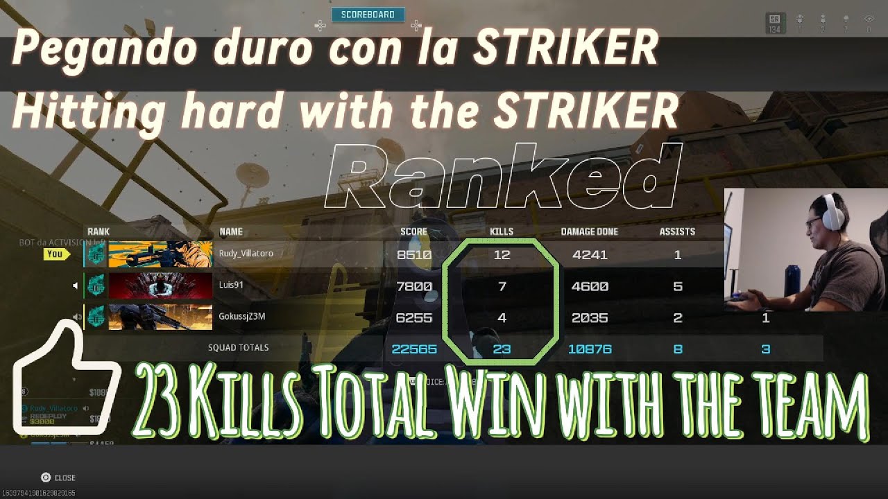WARZONE Ranked Win 12 Kills 23 Total Wins WAZONE Gane en Clasificatoria 12 bajas 23 bajas totales
