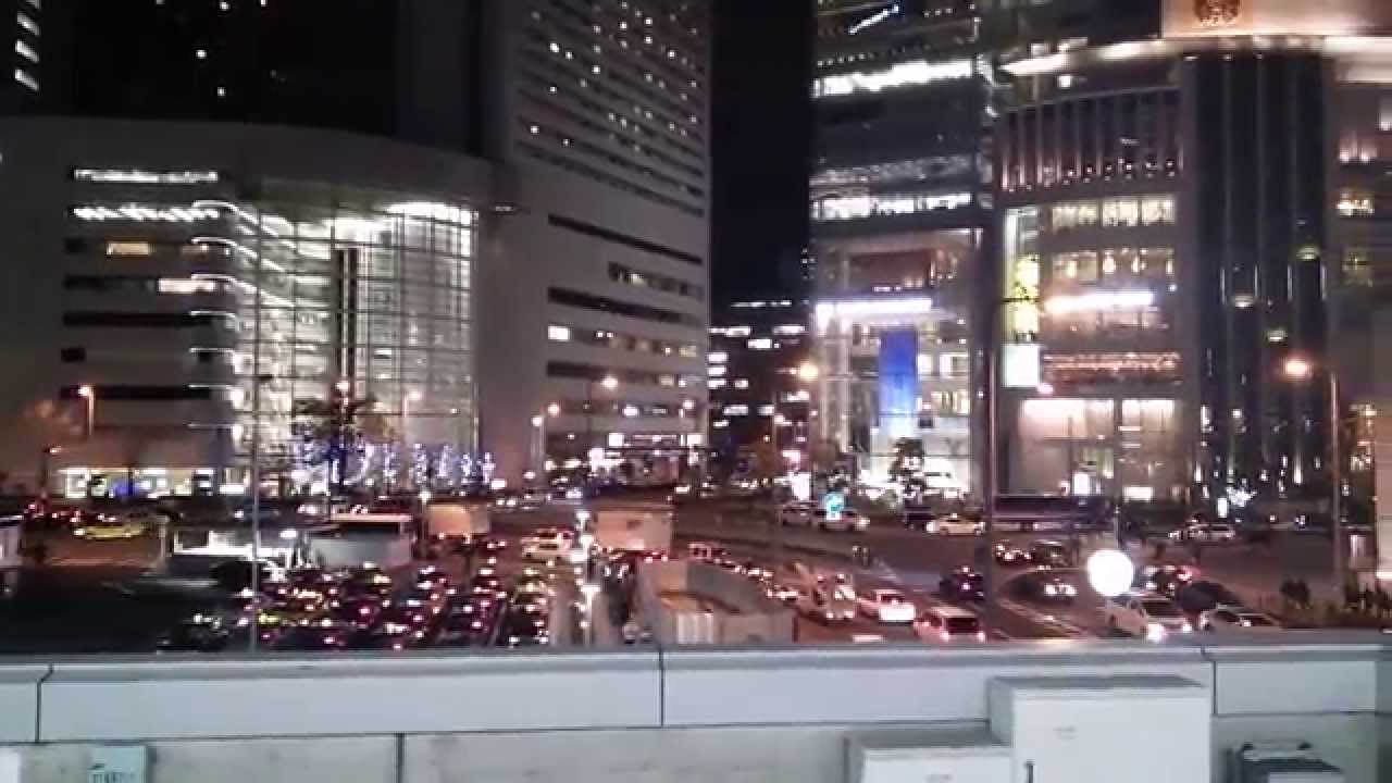 Beautiful night view of Osaka which is visible from the home of JR