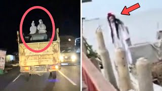 DUA POCONG NEBENG TRUK DAN KUNTILANAK SIANG HARI ! PENAMPAKAN HANTU TERSERAM DAN TERJELAS DI DUNIA