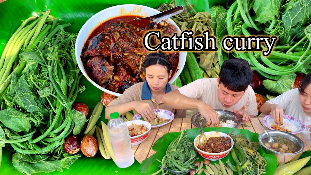 Catfish curry for breakfast, Lily mom cooked it.