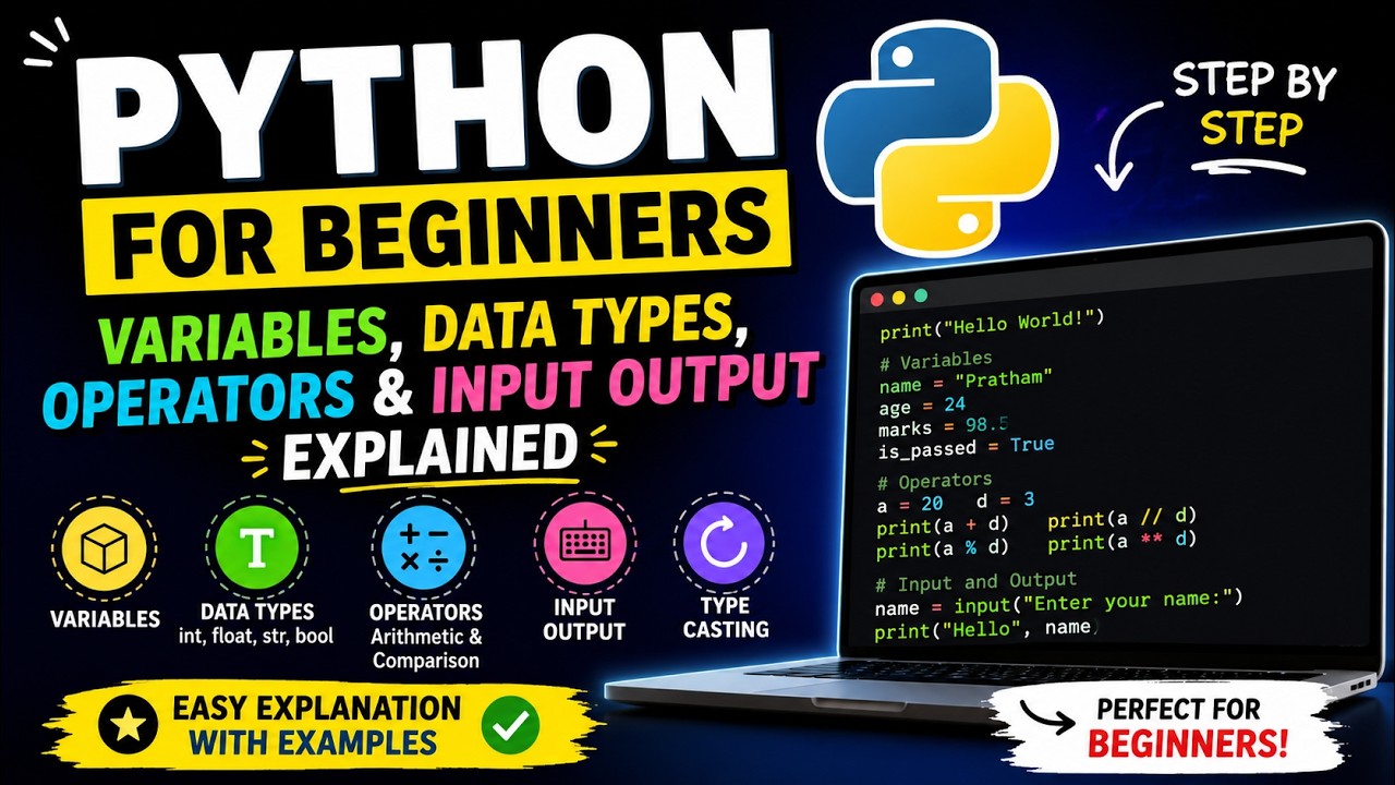 Python for Beginners | Variables, Data Types, Operators & Input Output ...