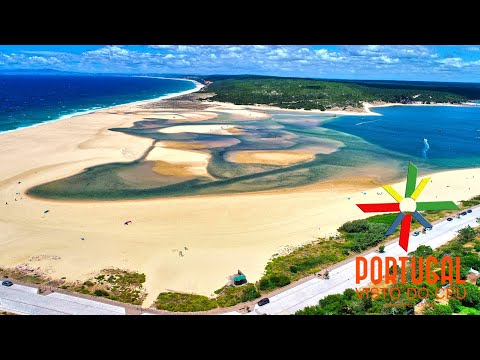 Lagoa de Albufeira - Albufeira lagoon aerial - Sesimbra - 4K Ultra HD