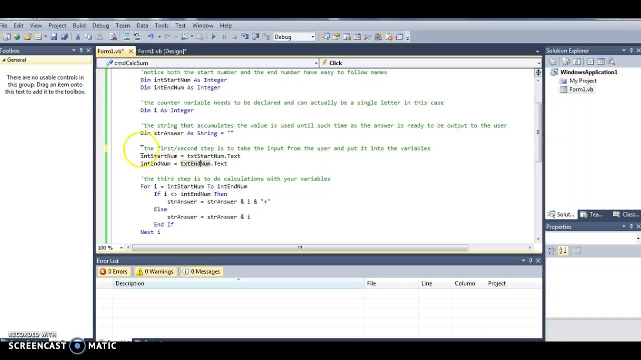 CompProg Ch 5 Video 2: Exc 9 StartNum EndNum