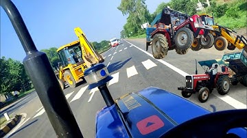 Jcb 3dx Machine Running Working Loading Mud in Trolley Eicher 380, Massey 241 Tractor । JCB Cartoon