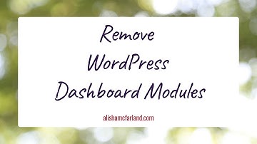 Remove WordPress Dashboard Modules