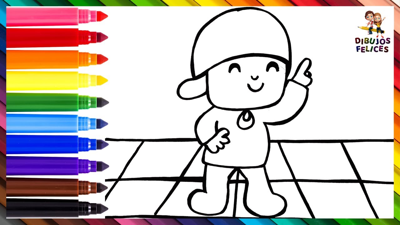 Dibuja y Colorea A Pocoyó Bailando 👶🕺🟥🟧🟨🟩🟦🟪 Dibujos Para Niños -  YouTube