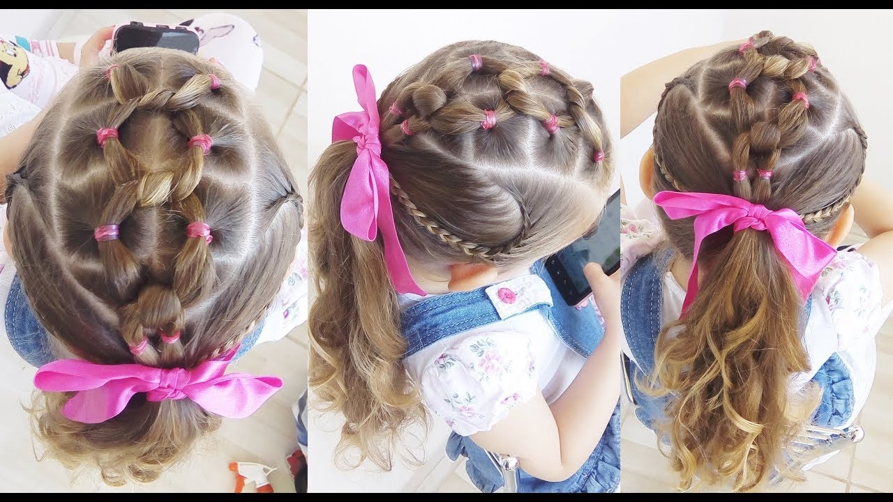 Penteado Infantil amarração em nó com efeito de coração