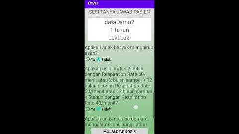 Demo Aplikasi Sistem Pakar Diagnosis Penyakit Infeksi Saluran Pernapasan Pada Balita