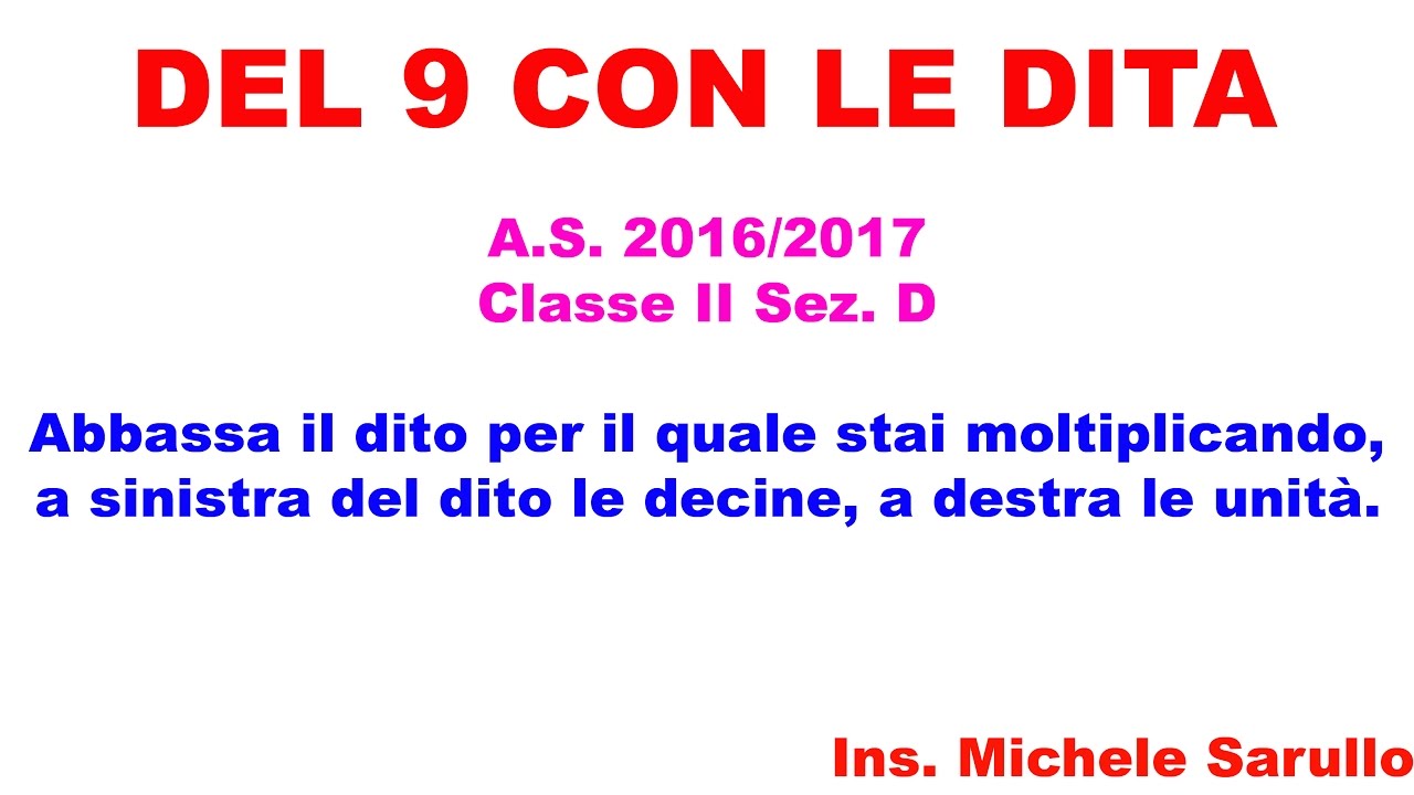 Tabellina Del 9 Con Le Dita