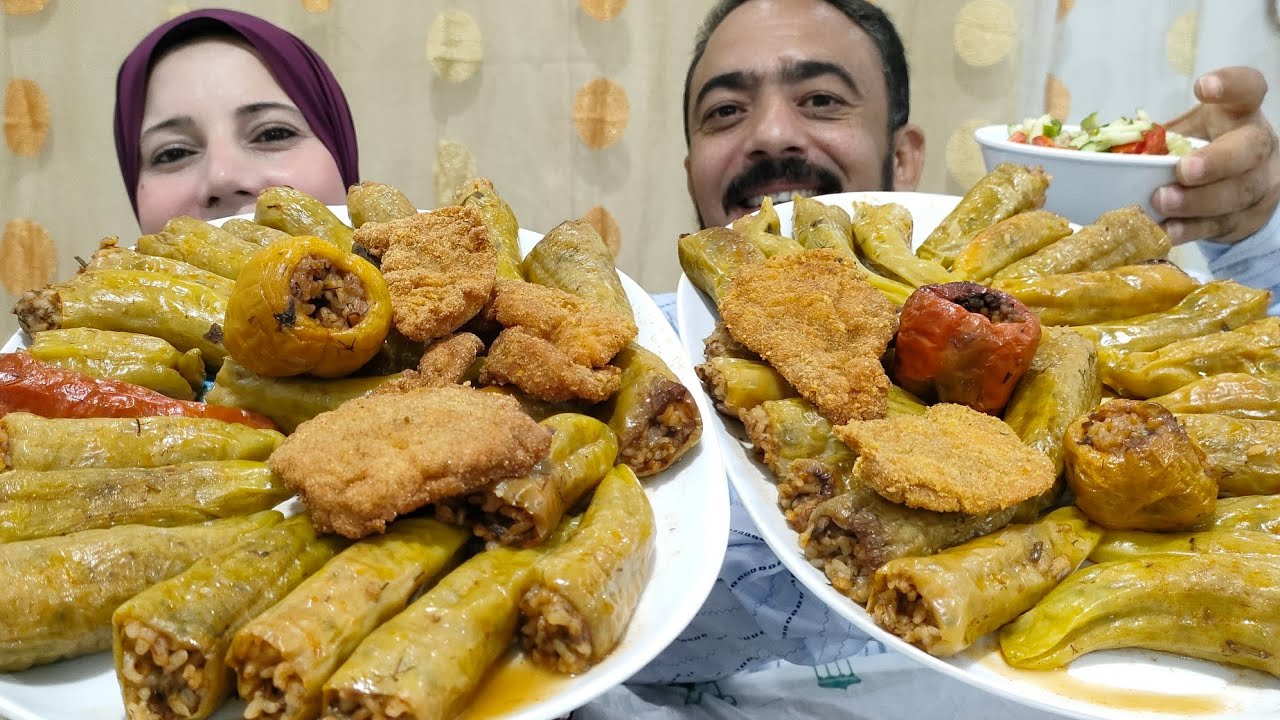 تحدي ⬅️جبار مع المحشي الفلفل 🌶️الحار🔥 المنتظر مع امال واللي قلبه ضعيف يجمد قلبه