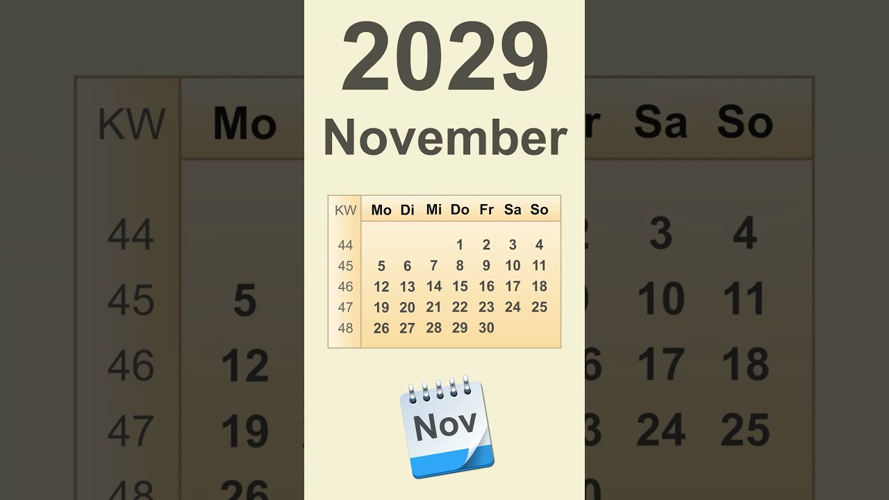 Kalender November 2029