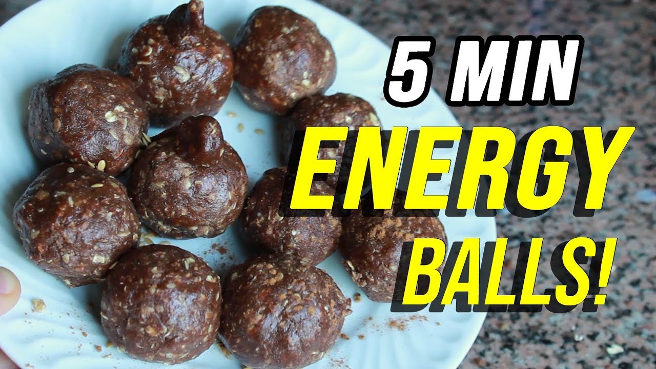 Chocolate Peanut Butter ENERGY BALLS - 5 MIN Easy Recipe (Snack) - YouTube