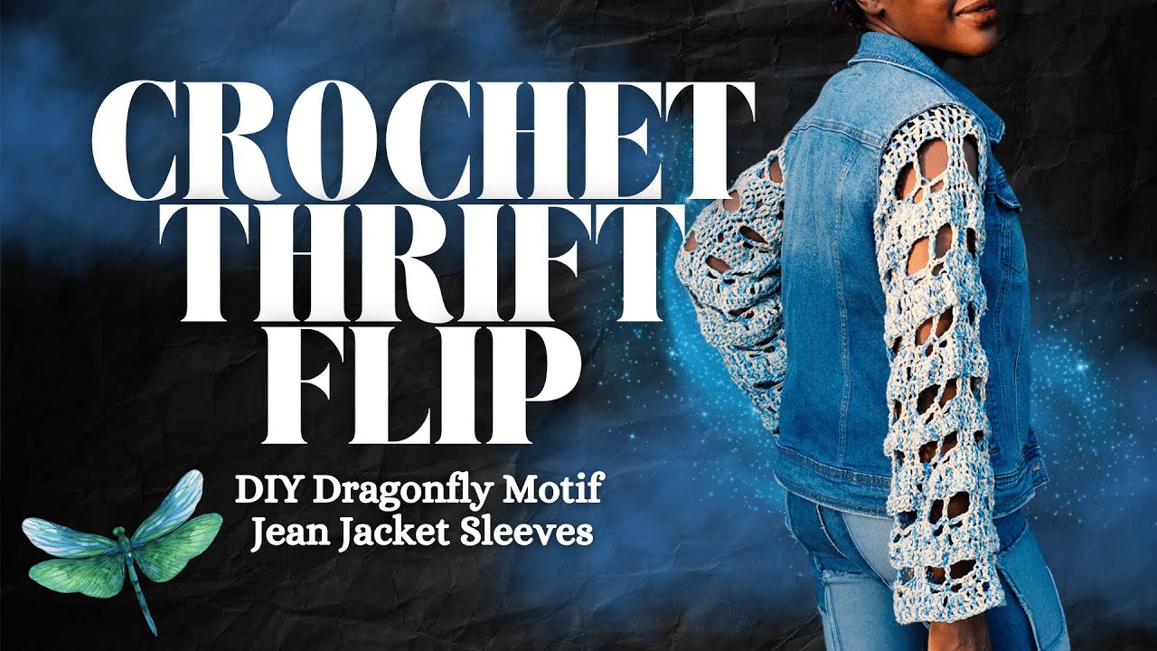 How To CROCHET SLEEVES on a Jean Jacket | Thrift Flip Diaries DIY