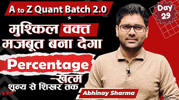 जिद्द जीतने की | Complete Class of Percentage -1 ! Best Methods to Solve in Seconds ! Abhinay Sharma