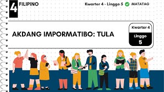 FILIPINO4 Kwater4 Linggo5: Akdang Impormatibo Ekspositori Tula Kaantasan ng Pang-Uri Patalastas FILIPINO4 Kwater4 Linggo5: Akdang Impormatibo Ekspositori Tula Kaantasan ng Pang-Uri Patalastas