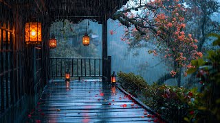 Get Over Insomnia with Sound Heavy Rain on Porch House in Foggy Forest  Deep Sleep, Relax & Healing