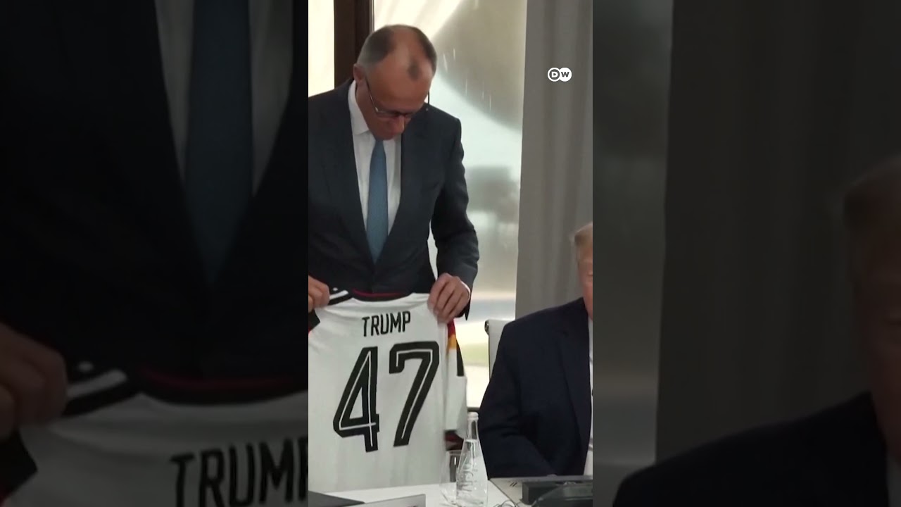 Merz gifts Trump a German football jersey at G7 summit | DW News