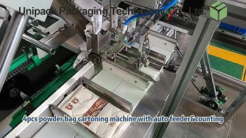 4pcs Powder Bag Cartoning Machine with Auto Feeder & Counting