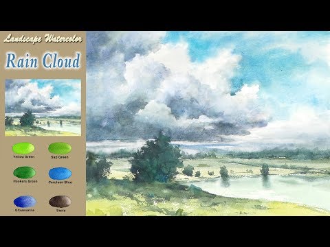 <strong>Basic</strong> Landscape Watercolor - <strong>Rain</strong> Cloud (sketch &amp;amp; coloring, Arches rough) NAMIL ART