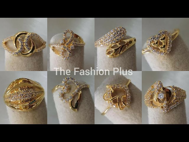 Crown Gold Pleated CZ-AD Ring - Indisangam