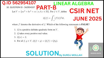 CSIR NET JUNE  2025 LINEAR ALGEBRA SOLUTION  PART B                                   Q.ID 562954107