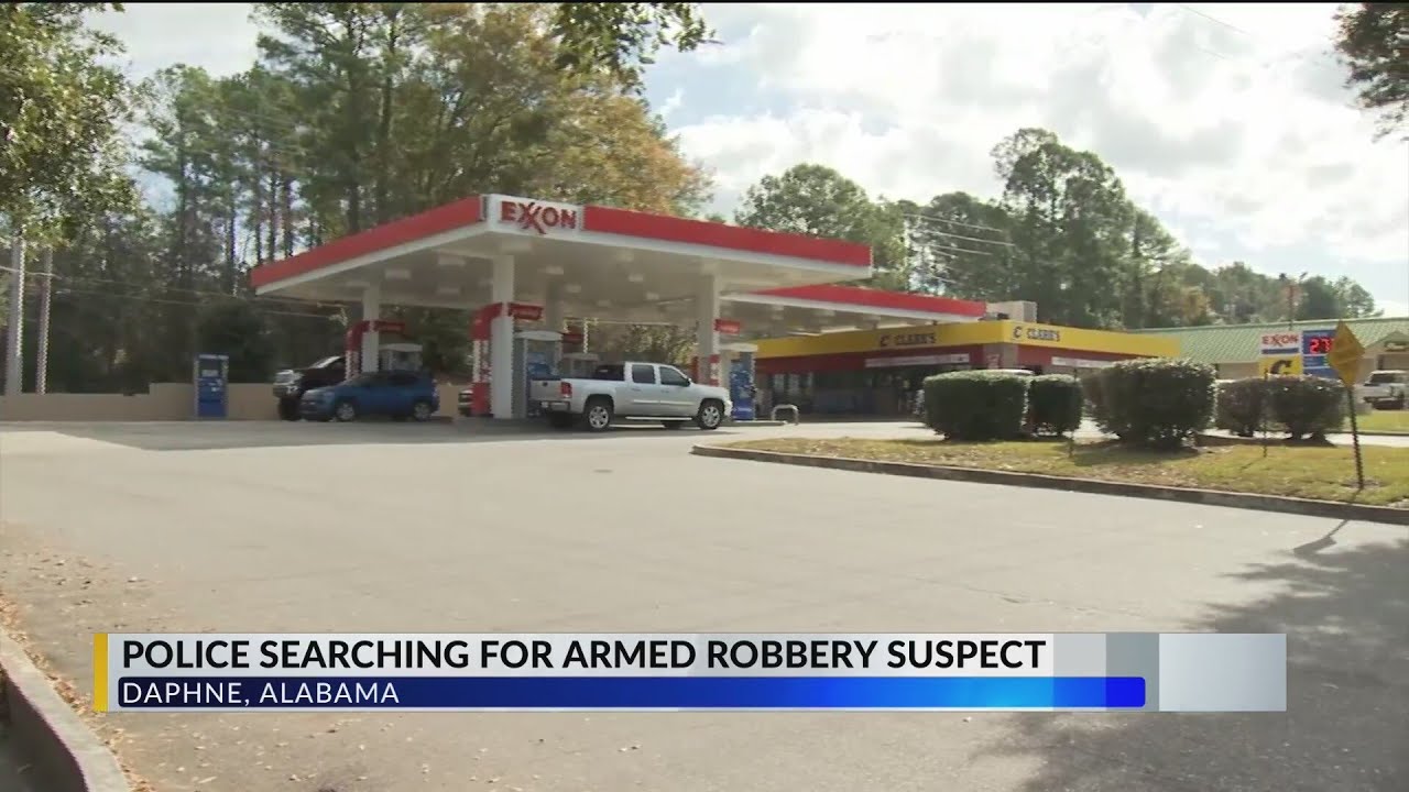 Armed robbery suspect on the loose in Daphne - YouTube