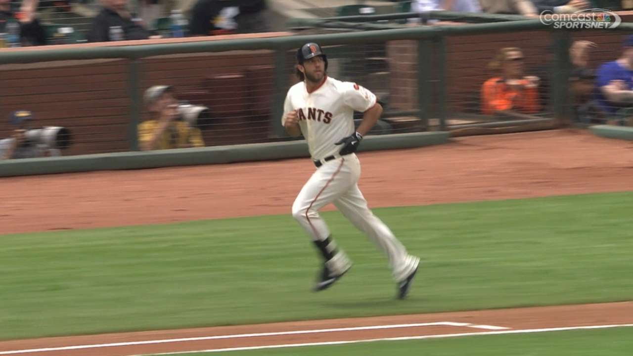 Madison Bumgarner MIC DROPS bat after homering off Clayton Kershaw