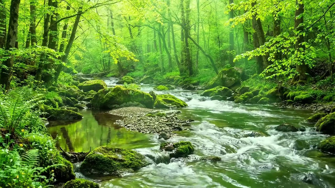 Soothing Forest River with Chirping Birds, Peaceful Natural Ambience for Healing and ASMR
