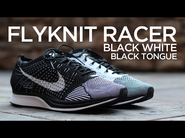 flyknit racer black and white