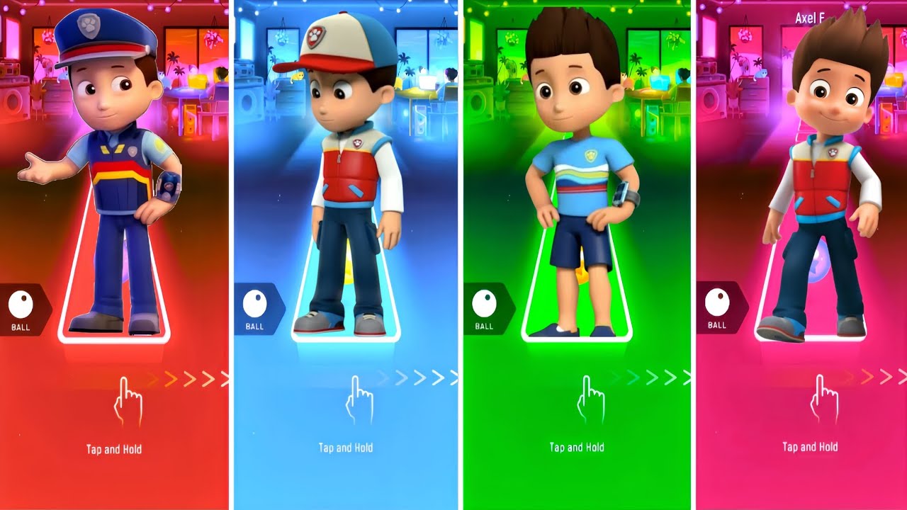 Ryder Paw Patrol VS Marshall VS Rubble Paw Patrol VS Paw Patrol - Tiles Hop EDM Rush