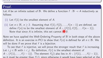 Section 5.2-5.5, part 4 Infinite subsets of N are denumerable