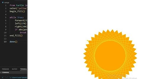 Draw Sun using python turtle graphics