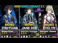 NEW!! M0W0 Zhu Yuan &amp; M0W0 Jane Doe &amp; M0W0 Evelyn Showcase | Deadly Assault Zenless Zone Zero 2.1