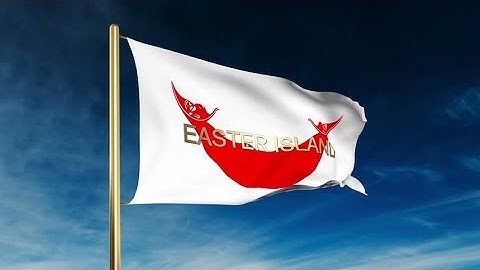 4K Easter Island flag slider style with title. Waving in the wind with cloud background animation