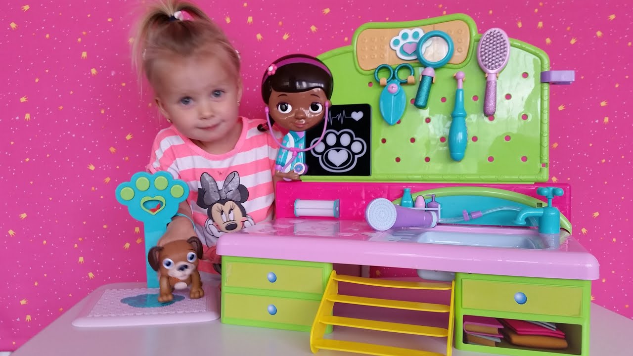 Доктор Плюшева набор ветеринарная клиника.Лечим собаку и купаем ее в ...