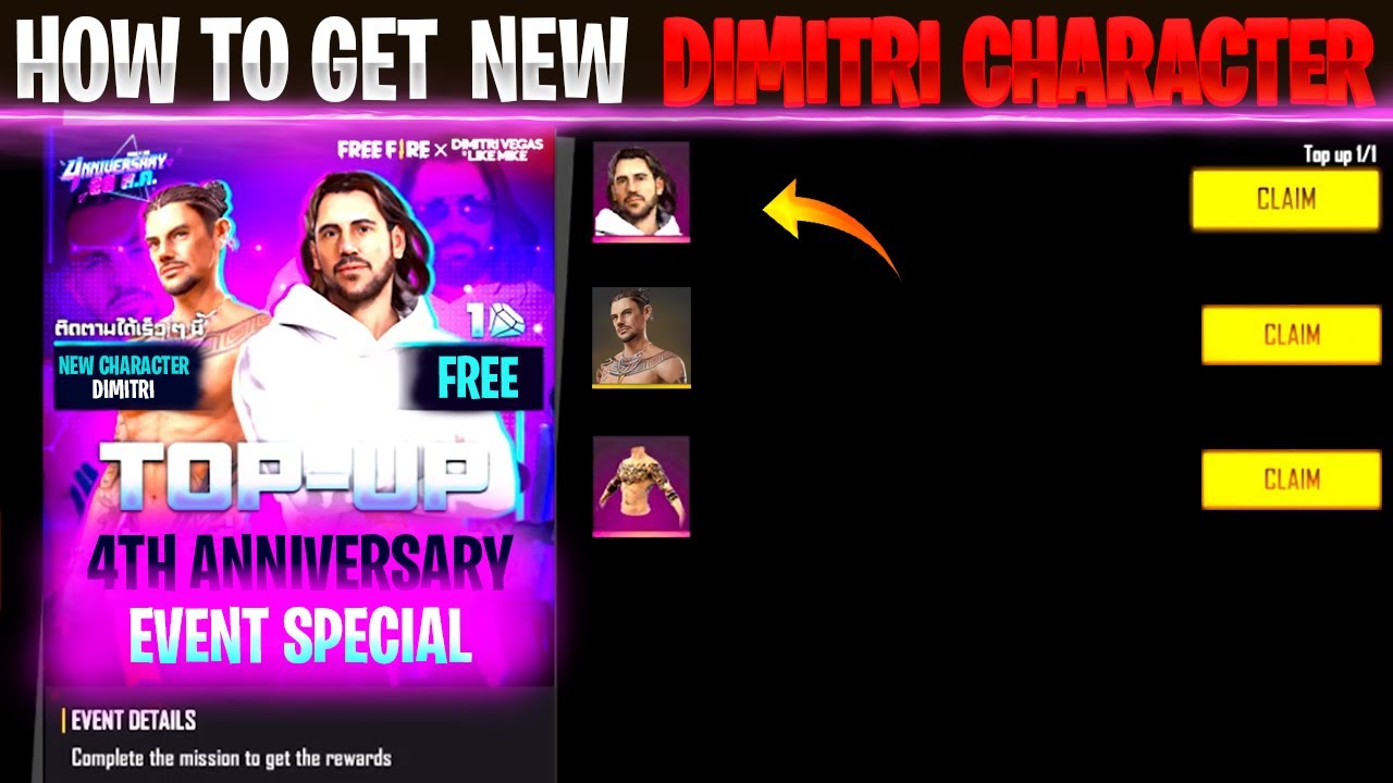 HOW TO GET DIMITRI CHARACTER IN FREE FIRE || UNKNOWN MYSTERIOUS FACTS || GARENA FREE FIRE