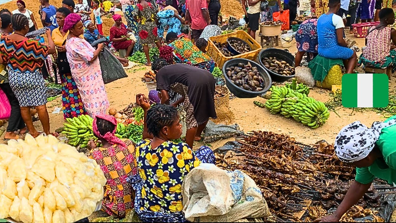 Rural Farmers Market with Cheap Food in Nigeria