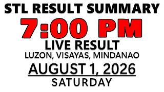 STL Result Today 7PM Draw August 1, 2026 - STL Luzon, STL Visayas, STL Mindanao - STL LIVE