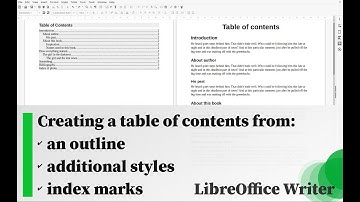 Creating a table of contents from: an outline, additional styles and index marks -LibreOffice Writer