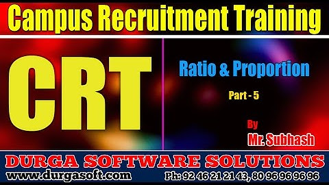 Campus Recruitment Training (CRT) |Aptitude| Ratio & Proporsations  Part -5 by Subhash