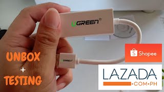 USB TO LAN ADAPTER BY U GREEN  (UNBOXING AND TESTING SHOPEE/LAZADA PHILIPPINES)