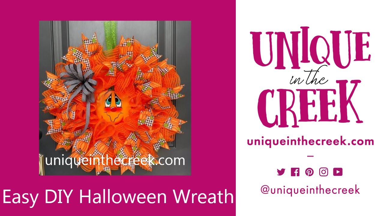 DIY Deco Mesh Pumpkin Face Wreath on UITC Character Board