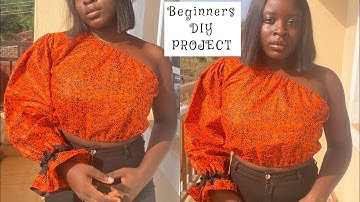 How to make a one shoulder crop top. How to make a mono strap top with puff sleeves for beginners.